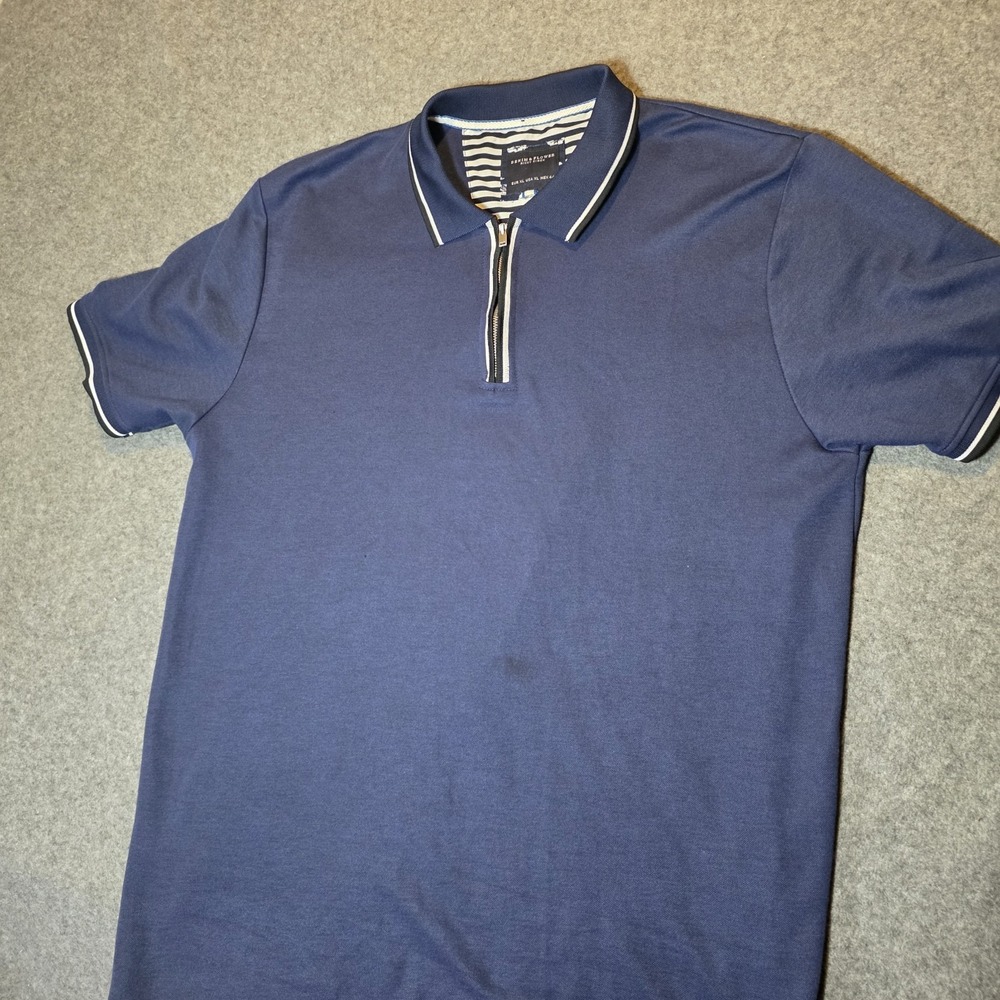 Denim & Flower Ricky Singh Blue XL Men's Polo Shirt 1/4 Zip Short Sleeve 104